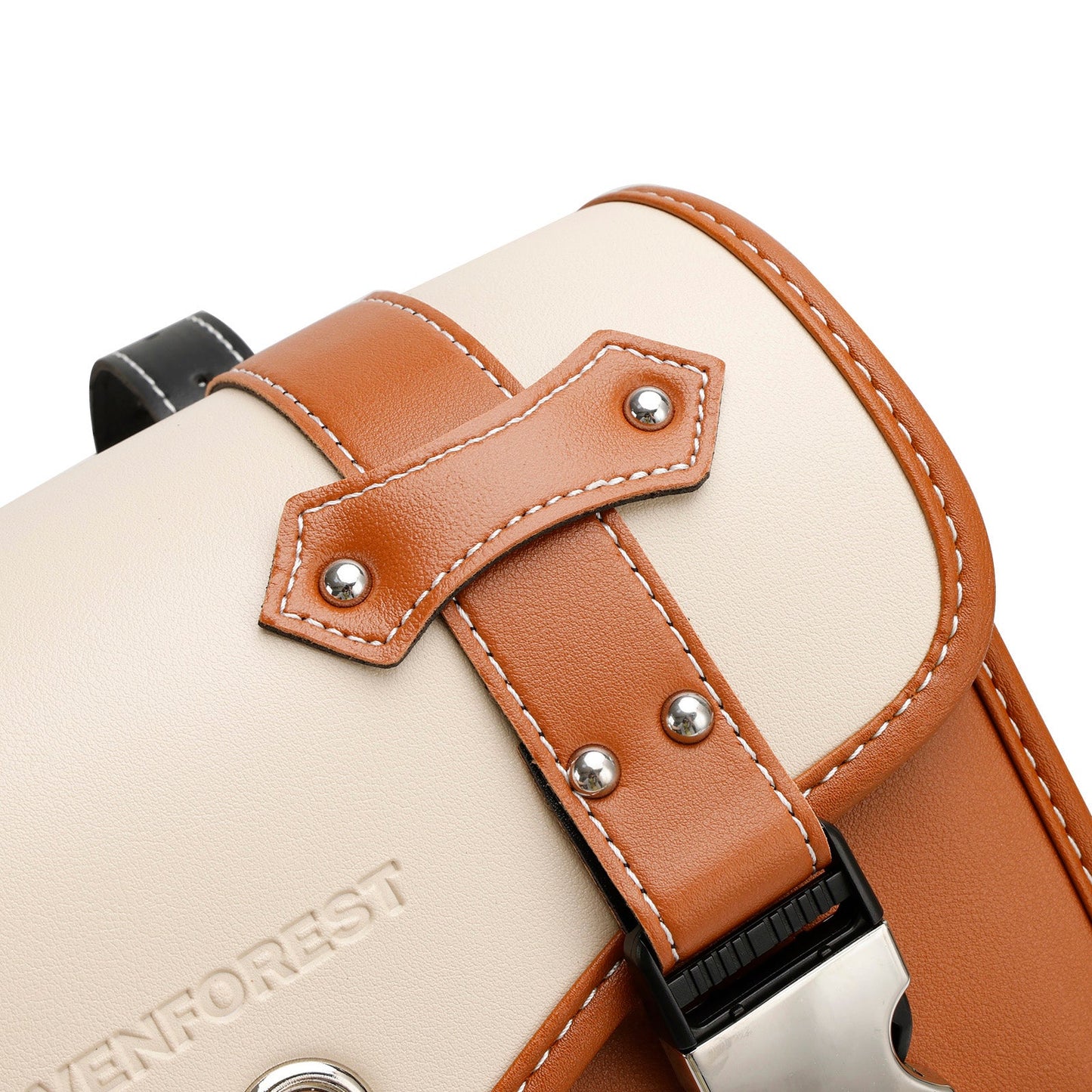 Borsa per attrezzi laterale per borsa laterale Borsa universale in tinta unita per moto Marrone-Bianco