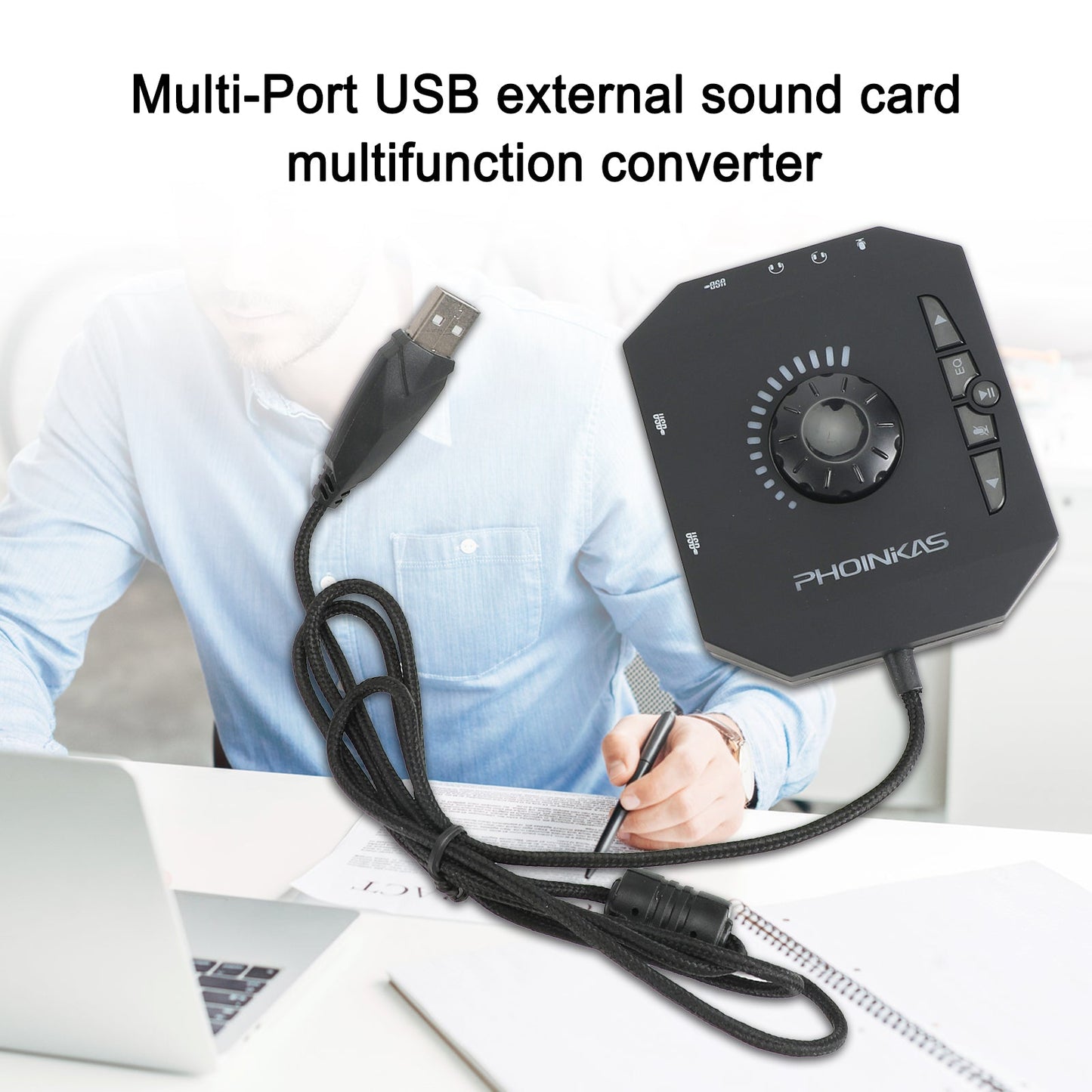 Scheda audio esterna USB Convertitore virtuale da 3,5 mm a 7.1 canali per PC portatile