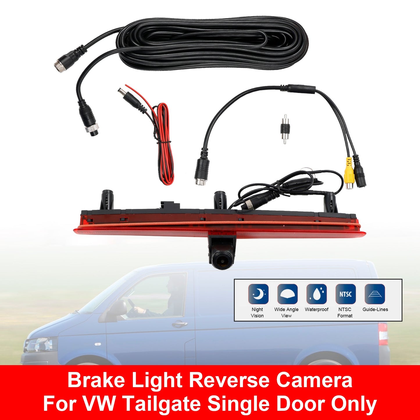 Telecamera retromarcia per VW Transporter T5 T5.1 Luce freno Portellone posteriore Solo porta singola