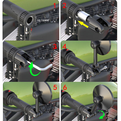 Specchietti retrovisori manubrio regolabili da 22 mm, neri, specchio CONVEX da 73 mm, ID moto 16-18 mm generici