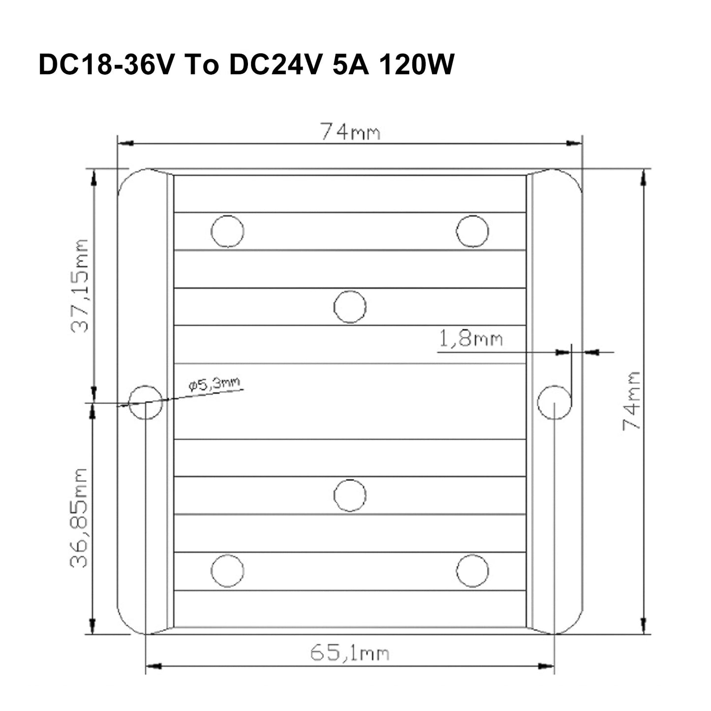 Impermeabile DC 18-36VV a DC 24V 5A Regolatore di alimentazione per auto con stabilizzatore di tensione