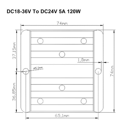 Impermeabile DC 18-36VV a DC 24V 5A Regolatore di alimentazione per auto con stabilizzatore di tensione