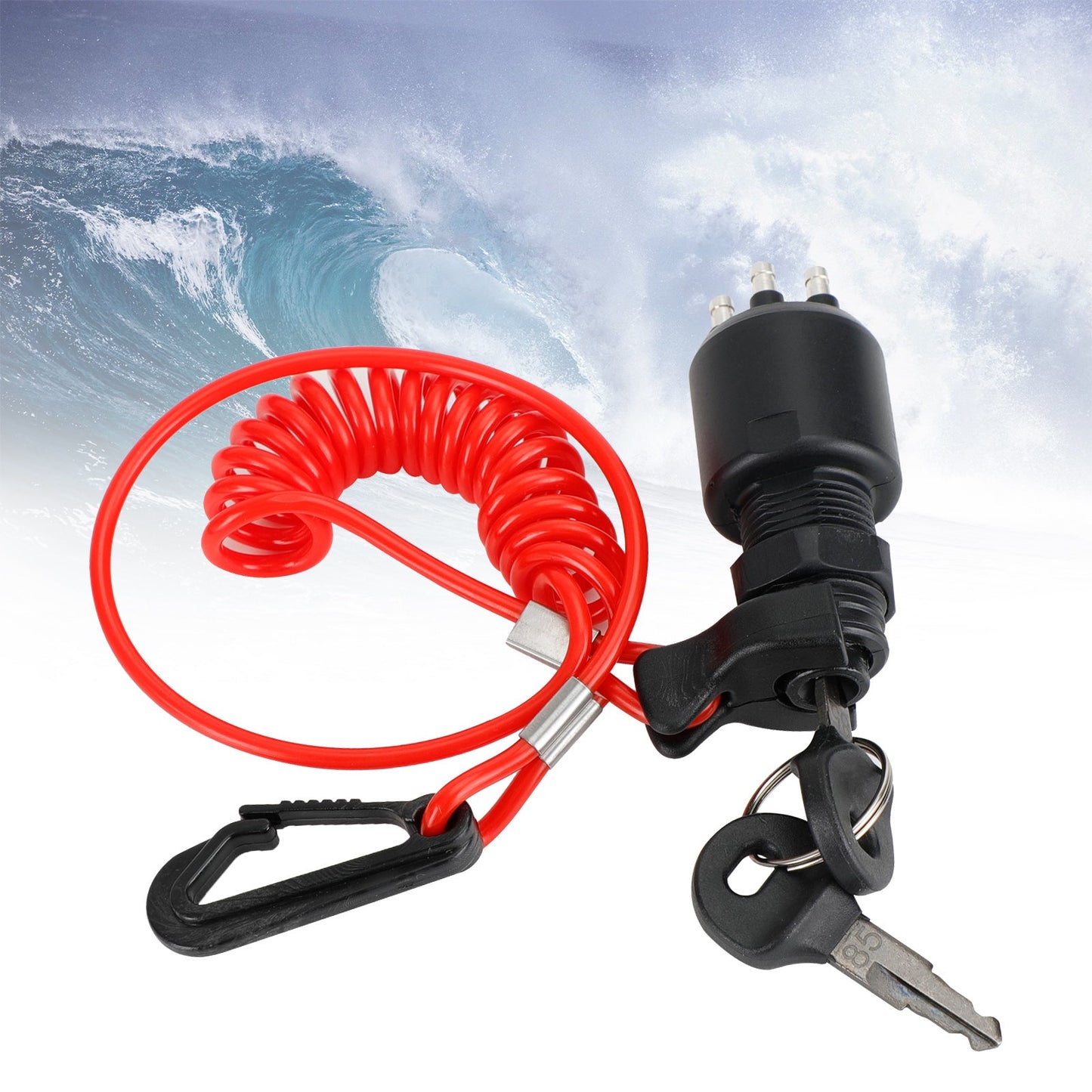 Interruttore a chiave di accensione e cordino di sicurezza adatto per Johnson Evinrude 5005801 175974