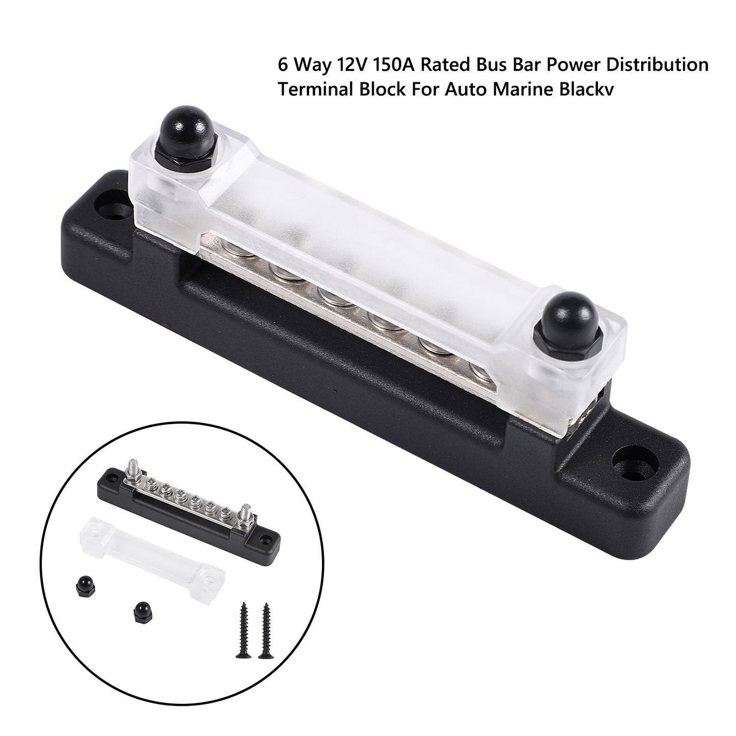 6 Way 150A Morsettiera di distribuzione Car Marine Boat Holder Cover 48V Bus Bar
