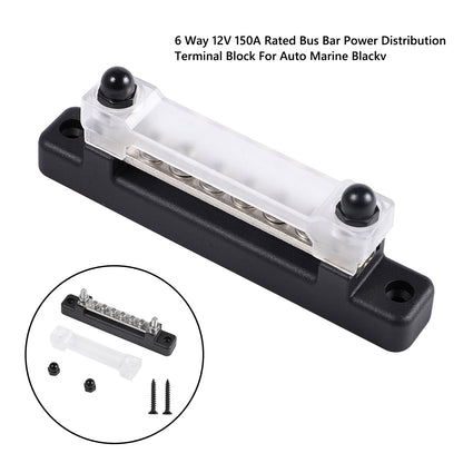 6 Way 150A Morsettiera di distribuzione Car Marine Boat Holder Cover 48V Bus Bar