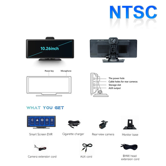 Formato NTSC DVR Smart Screen da 10,26" per autobus camper e telecamera di retromarcia
