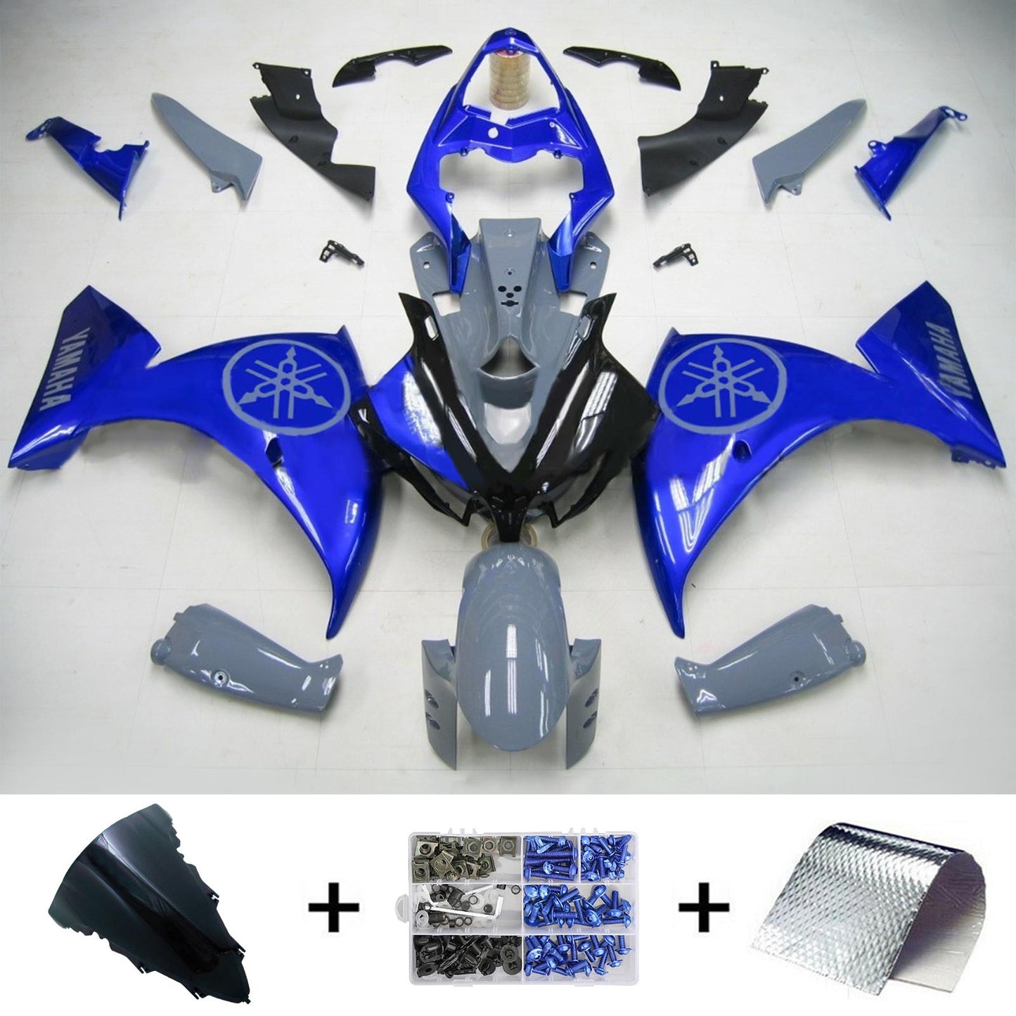 Amotopart Yamaha 2012-2014 YZF 1000 R1 Kit di detrazione grigio blu