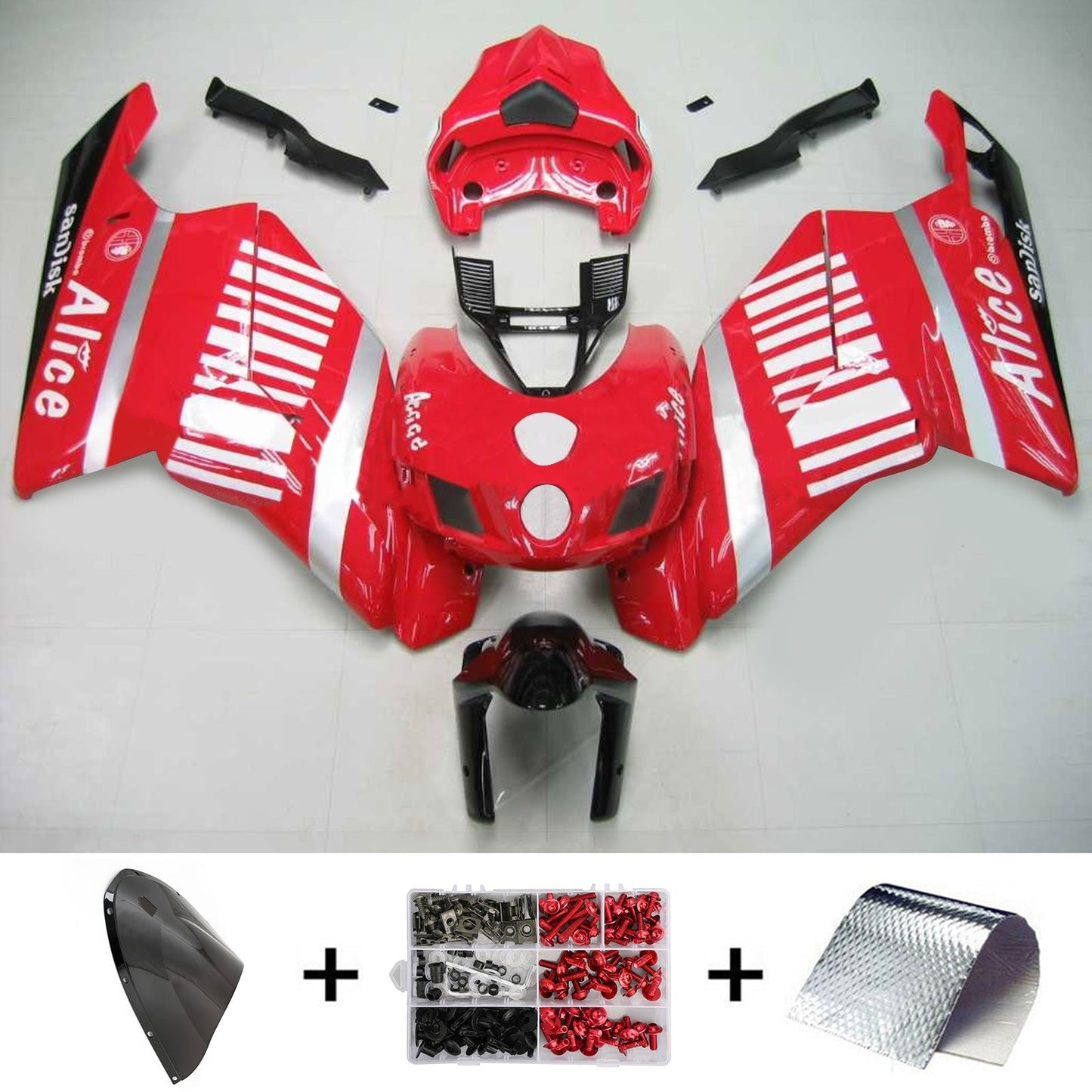 Amotopart Ducati 2005-2006 999/749 Kit di carenatura bianca mix rossa