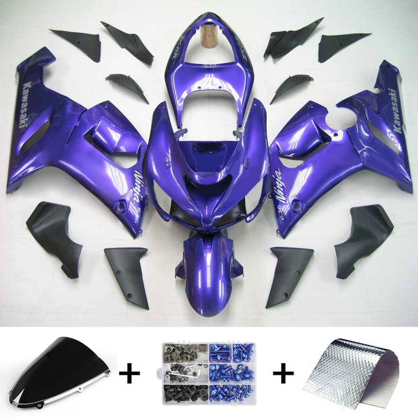 Amotopart Kawasaki 2005-2006 ZX6R 636 Kit di travestimento blu