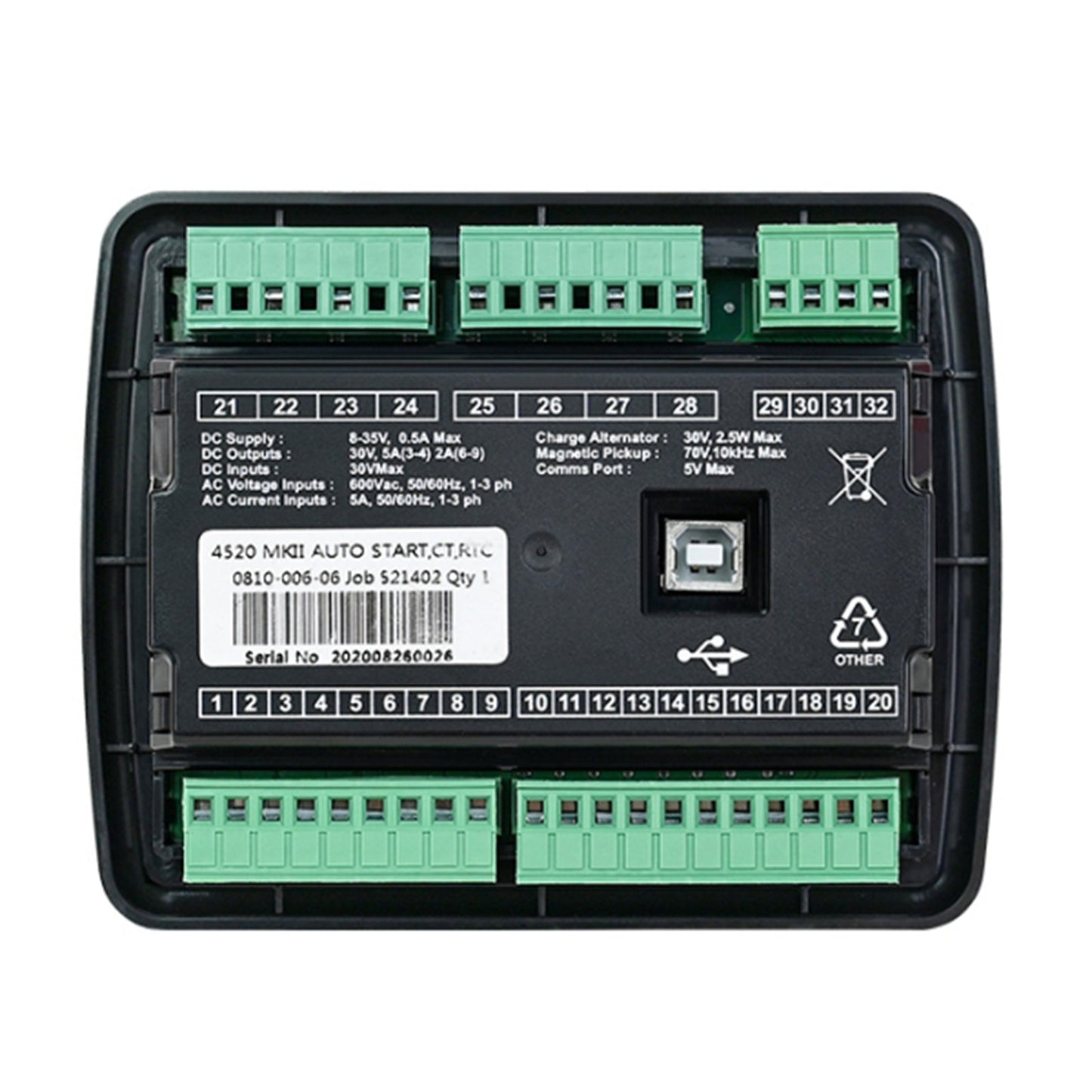 Controller del generatore DSE4520 Schermo LCD Scheda di controllo di rilevamento rete trifase