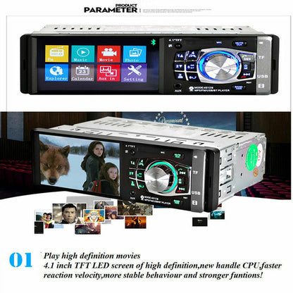 4.1 pollici HD 1DIN Bluetooth In-Dash Car Stereo Radio Lettore MP5 FM con fotocamera