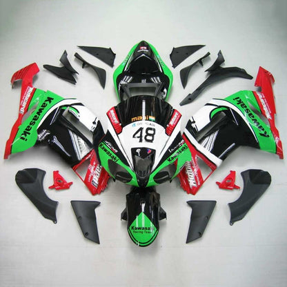 Amotopart Kawasaki 2007-2008 ZX6R 636 Kit di paura rosso verde