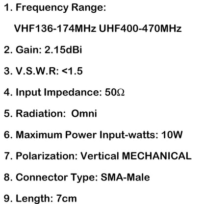 SF20 VH F&amp; UHF Dual Band SMA Maschio Piccola Antenna Radio Stubby Flessibile 7cm