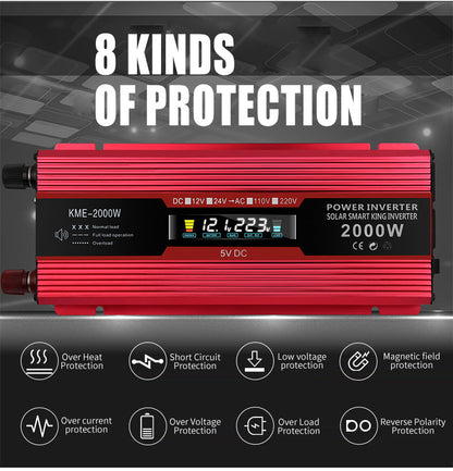Convertitore di alimentazione per auto Convertitore DC 12V a AC 220V LCD 2000W Display LED trasformatore