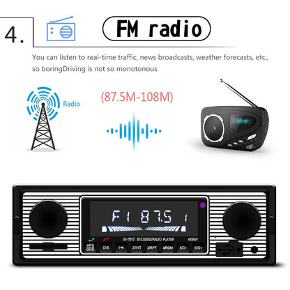 Bluetooth Auto d'epoca Lettore MP3 Radio FM AUX Ricevitore audio stereo classico USB