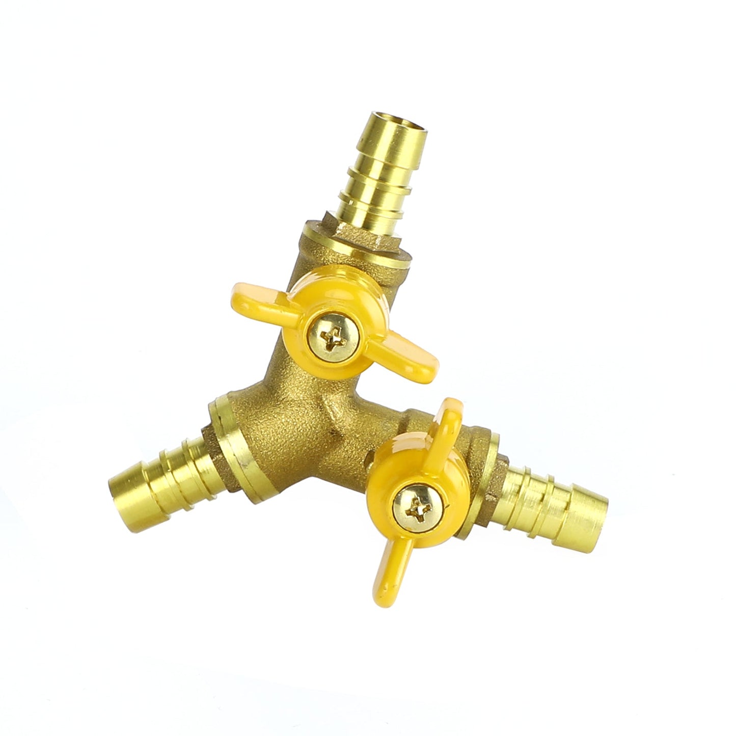Raccordo per valvola a sfera di intercettazione in ottone a 3 vie a forma di Y da 3/8 "ID