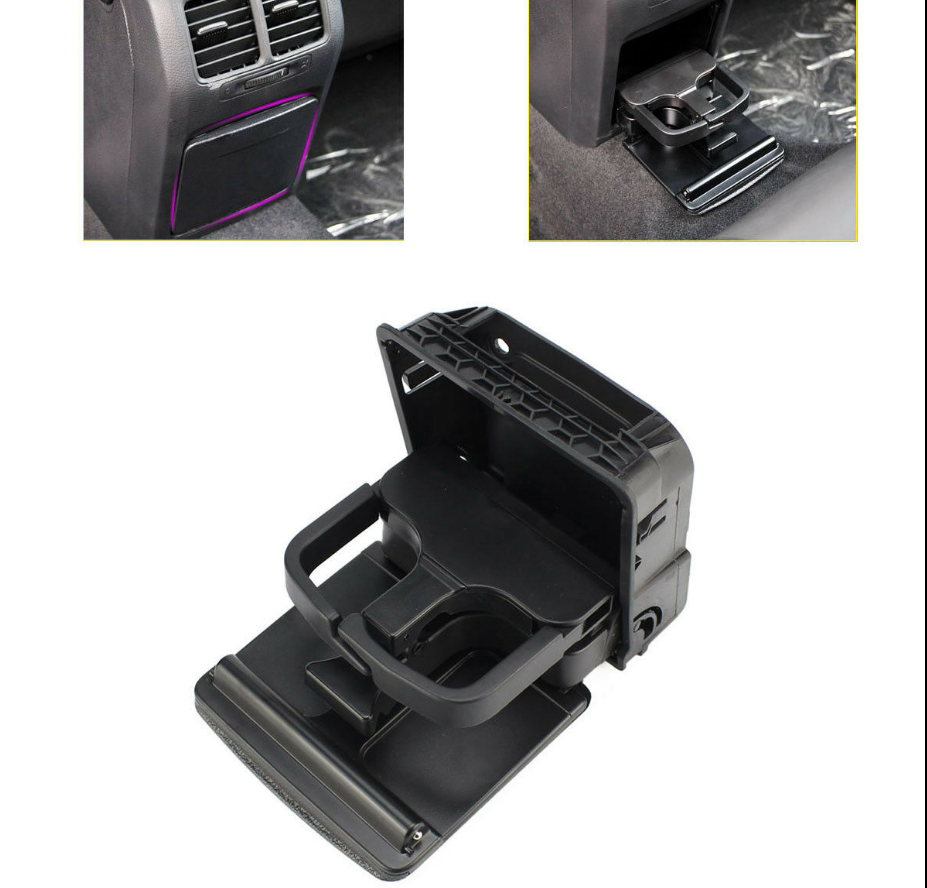 Portabicchieri console centrale bracciolo posteriore per VW Jetta Gti MK5 Golf MK6 nero generico