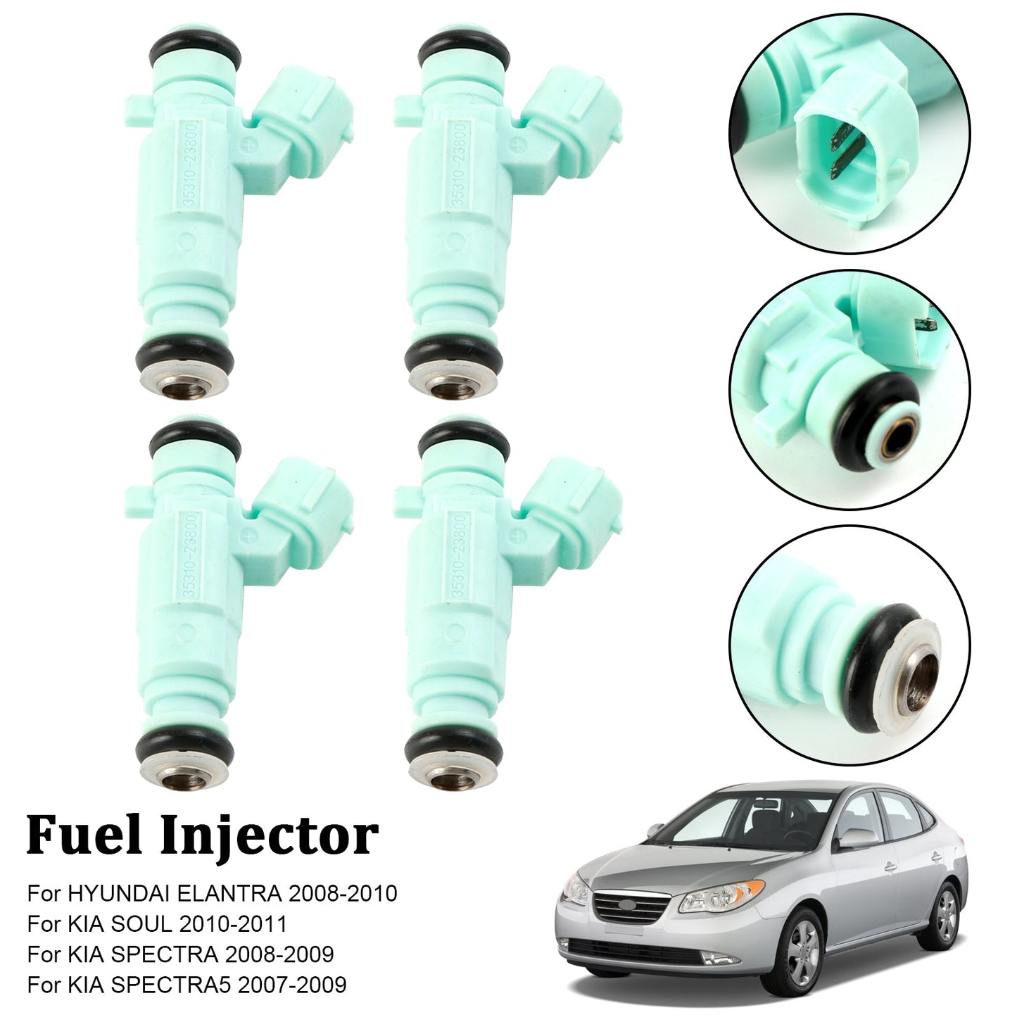 4PCS Iniettore di carburante 35310-23800 Fit Hyundai Elantra 2008-2010 Fit Kia Soul