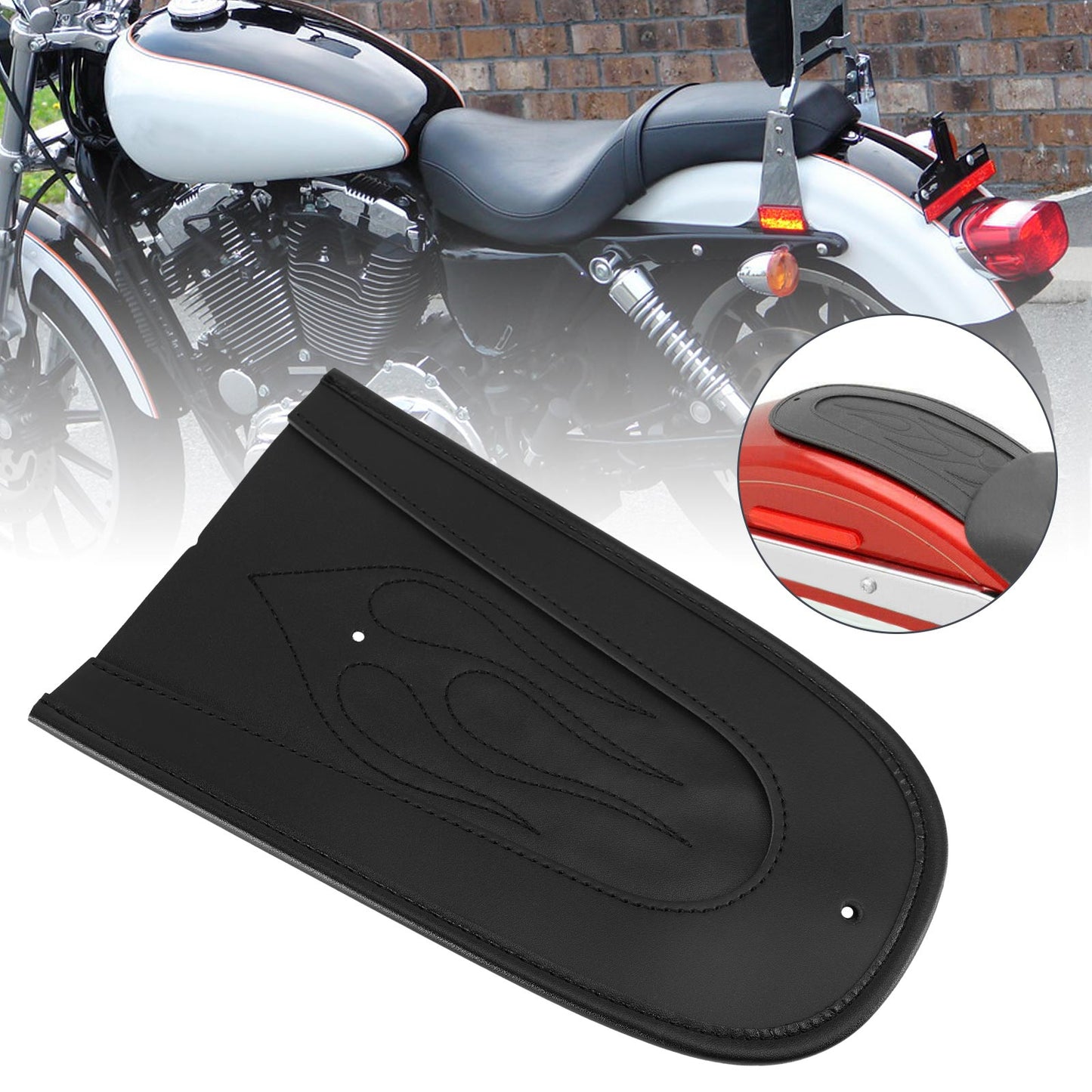 Bavaglino per parafango posteriore per sella monoposto in pelle sintetica nera per Sportster 1200 883 Generico