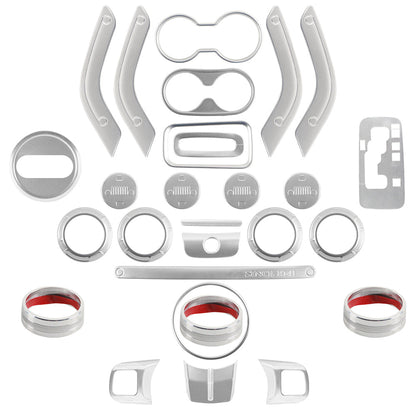 28 pezzi set completo kit di finiture per decorazioni interne per Wrangler JK JKU 2011-2018 generico