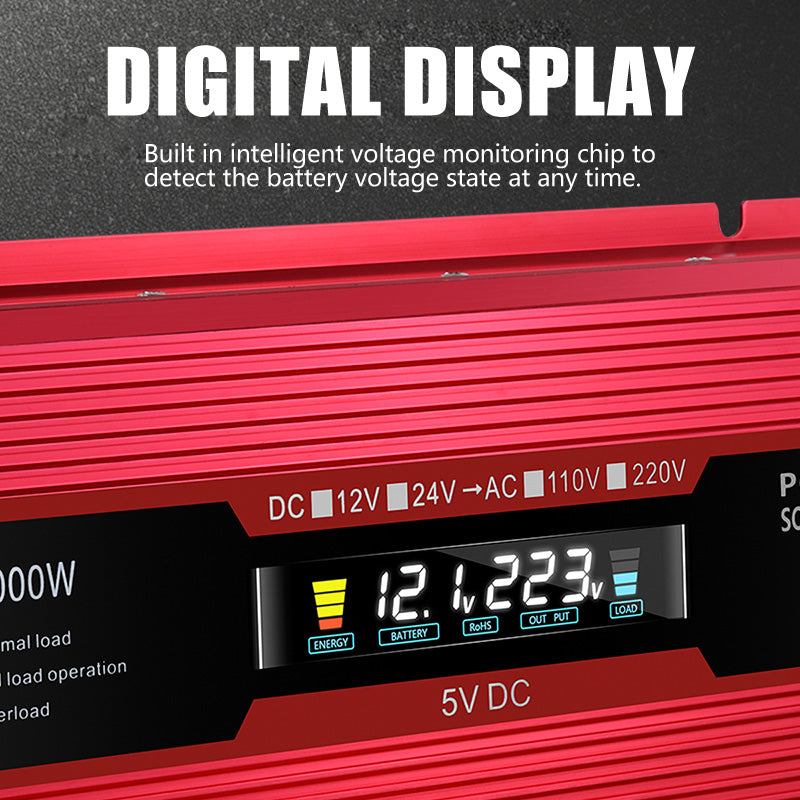 Convertitore di alimentazione per auto Convertitore DC 12V a AC 220V LCD 2000W Display LED trasformatore
