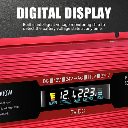 Convertitore di alimentazione per auto Convertitore DC 12V a AC 220V LCD 2000W Display LED trasformatore