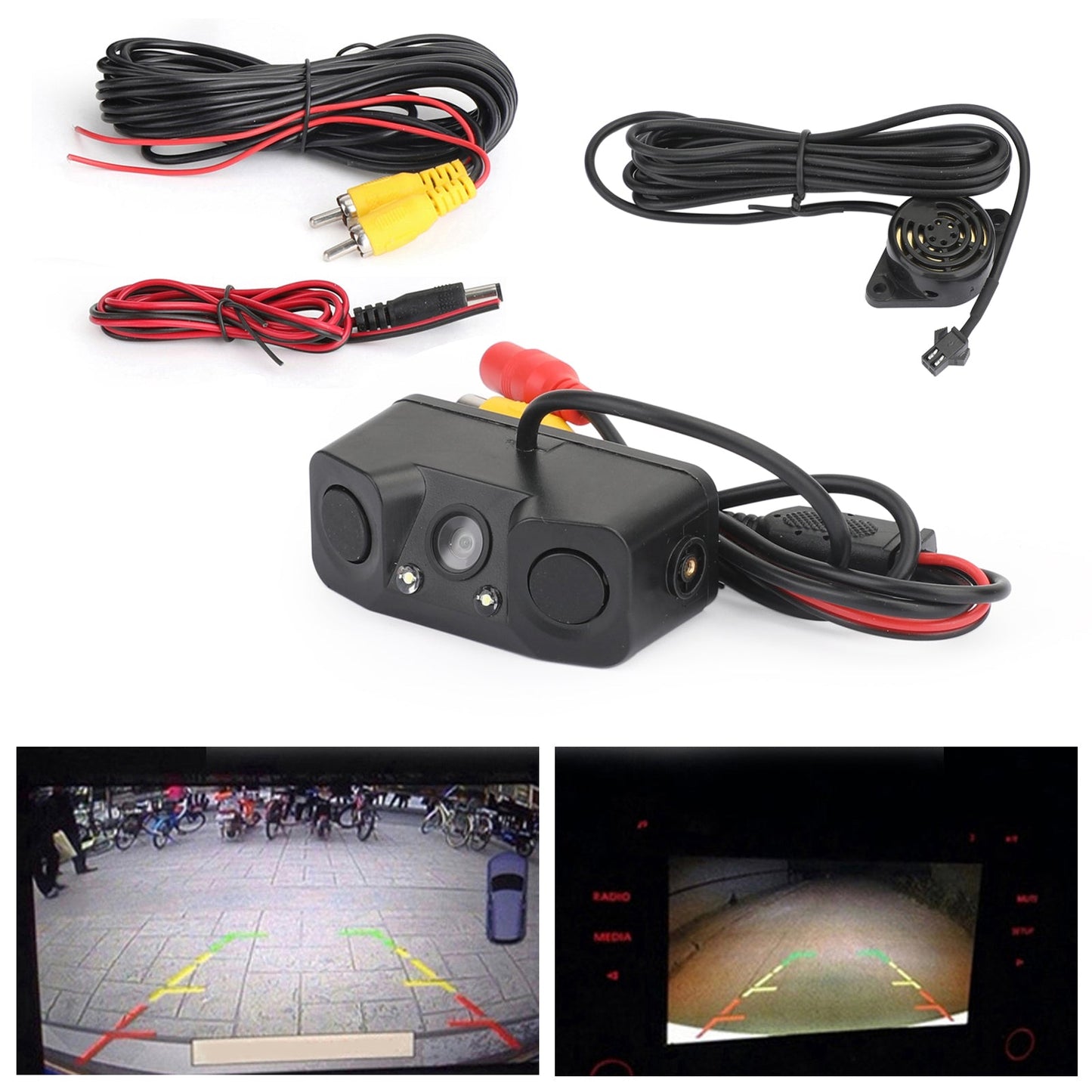 3in1 170° Telecamera retromarcia per retromarcia Sensore di parcheggio radar di backup in una camma