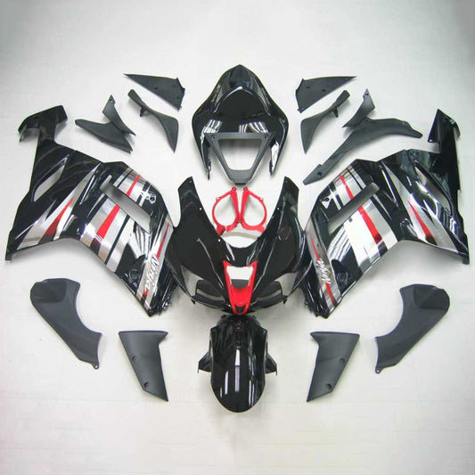 Amotopart Kawasaki 2007-2008 ZX6R 636 Kit di paura rossa a taglio nero