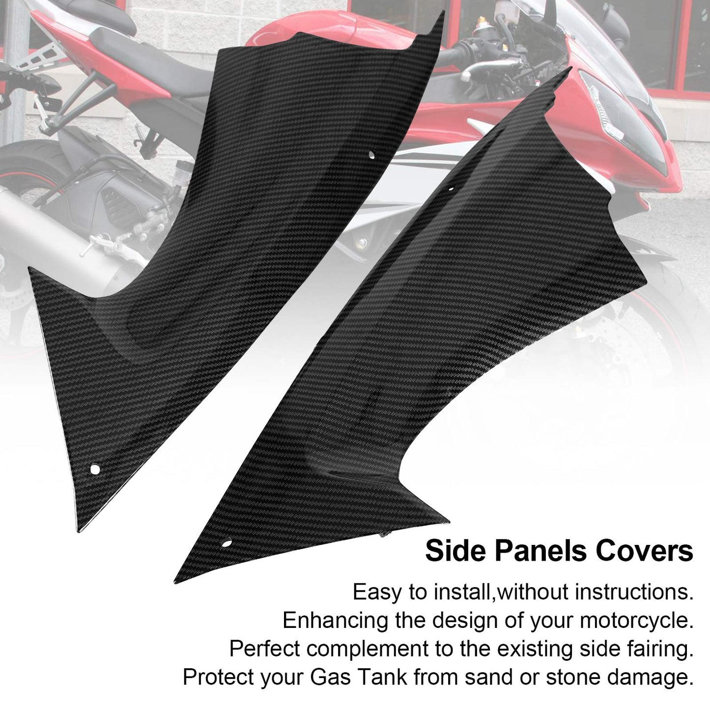 Pannello di copertura laterale del serbatoio del gas Trim carenatura per Yamaha YZF YZFR6 R6 2008-2014 Carbonio generico