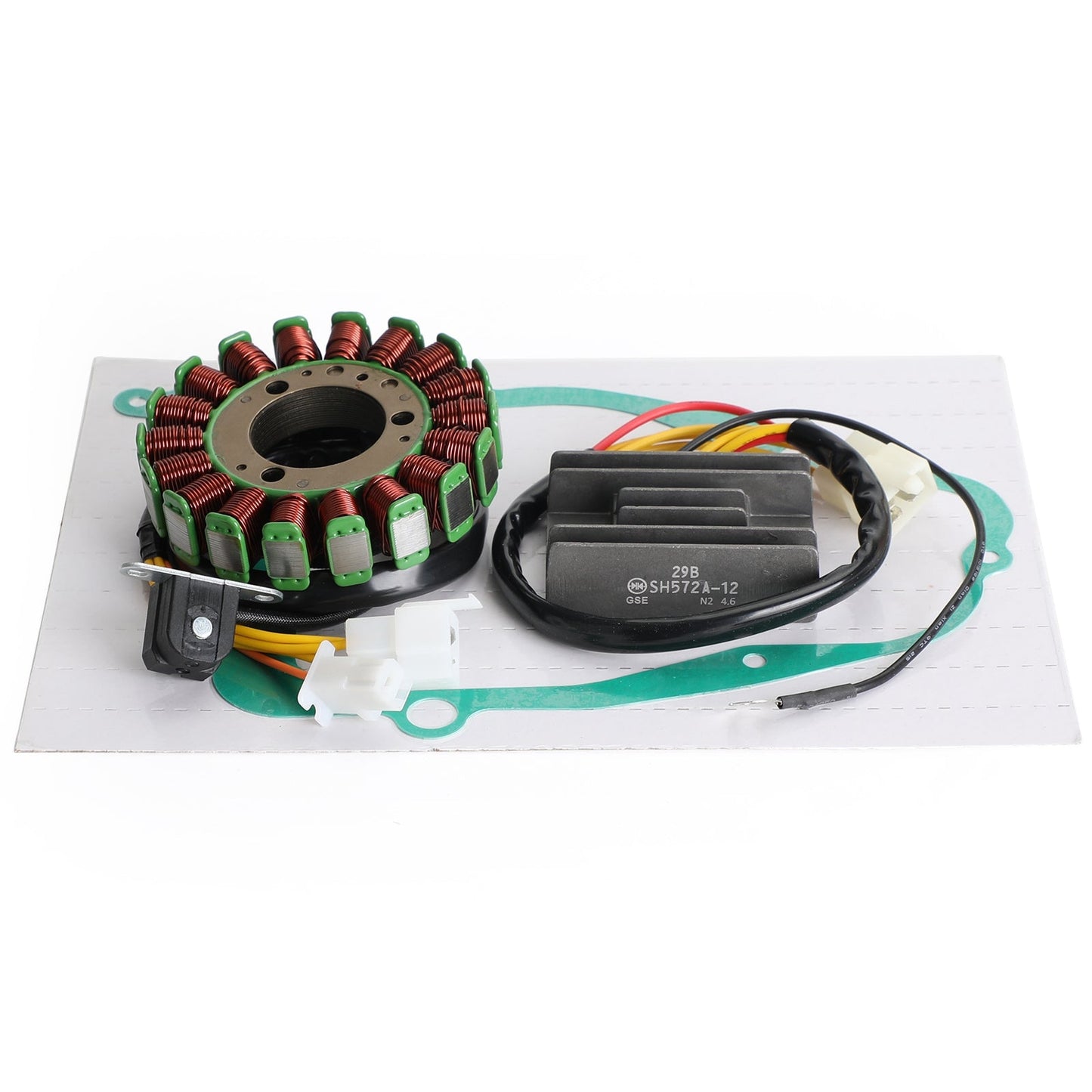 Magneto Statore + Raddrizzatore di Tensione + Guarnizione Per Suzuki GN250 GN250E 1982-1994