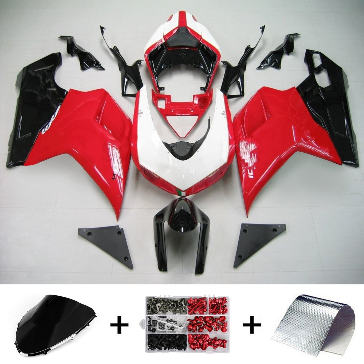 Amotopart Ducati 2007-2011 1098/1198/848 kit di rivestimento rosso nero