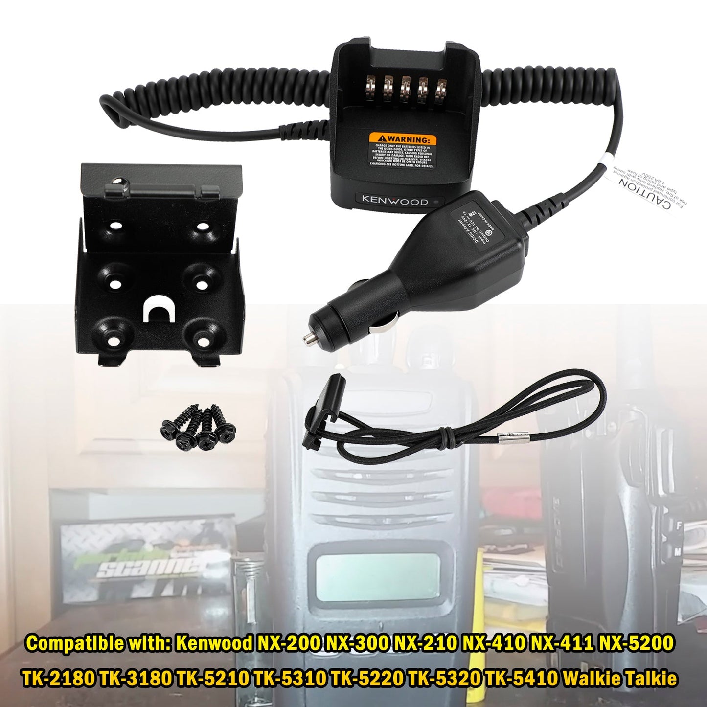 Caricabatteria per auto KVC-21 per Kenwood NX-200 NX-300 NX-5200 TK-2180 TK-3180