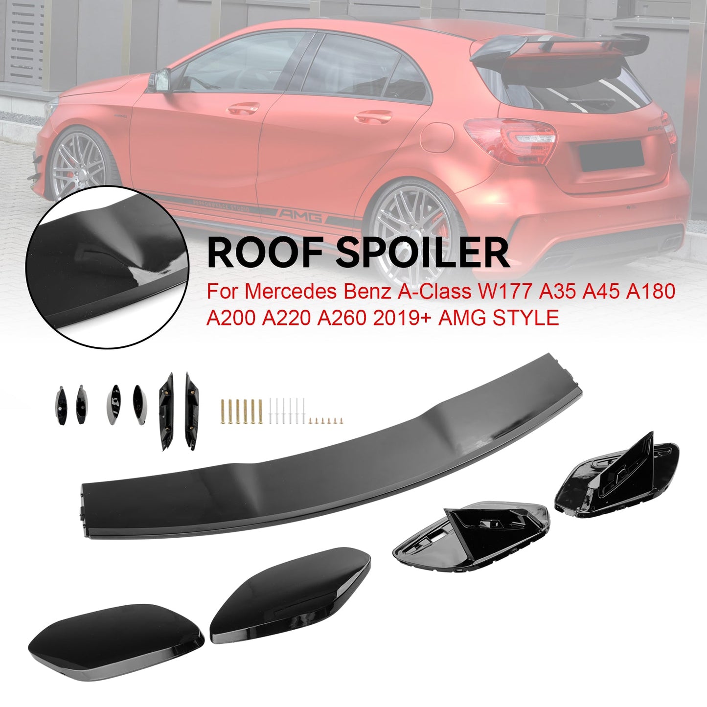 Spoiler per bagagliaio posteriore stile AMG nero lucido per tetto adatto per Mercedes Classe A W177 A45 A35