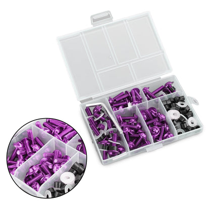 158x Moto Sportbike Parabrezza Carenatura Bullone Kit Vite Clip di Fissaggio Viola Generico