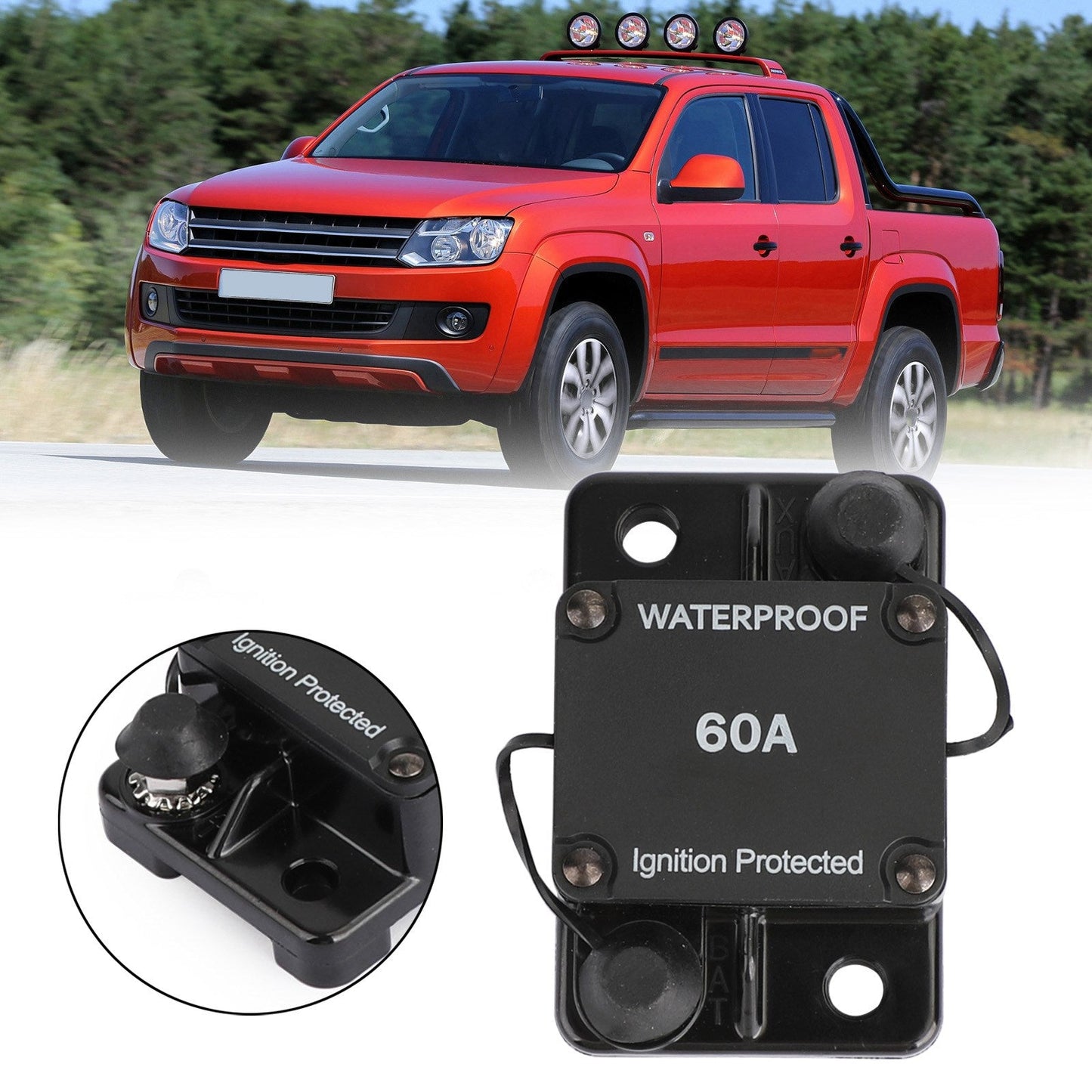 Fusibile interruttore automatico 60A AMP 12-48V DC Interruttore di ripristino automatico per barca per auto IP67