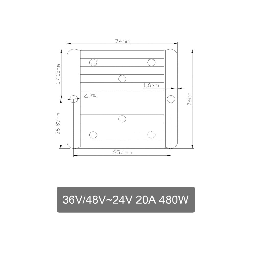 Areyourshop WaterProof 36V/48V a 24V 20A 480W Step Down DC/DC Power Converter Regolatore