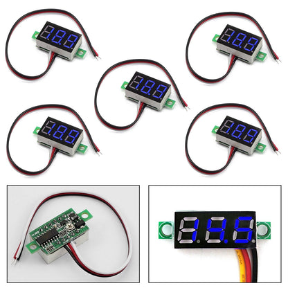 5x Mini DC 0-30V LED blu Pannello voltmetro a 3 display digitale calibrabile