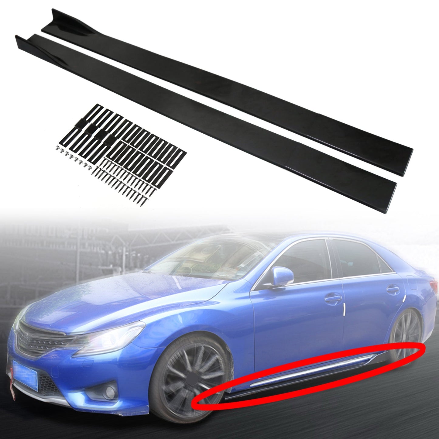 86.6" Universal Side Skirt Extensions Rocker Panel Splitter Lip Polipropilene Generico