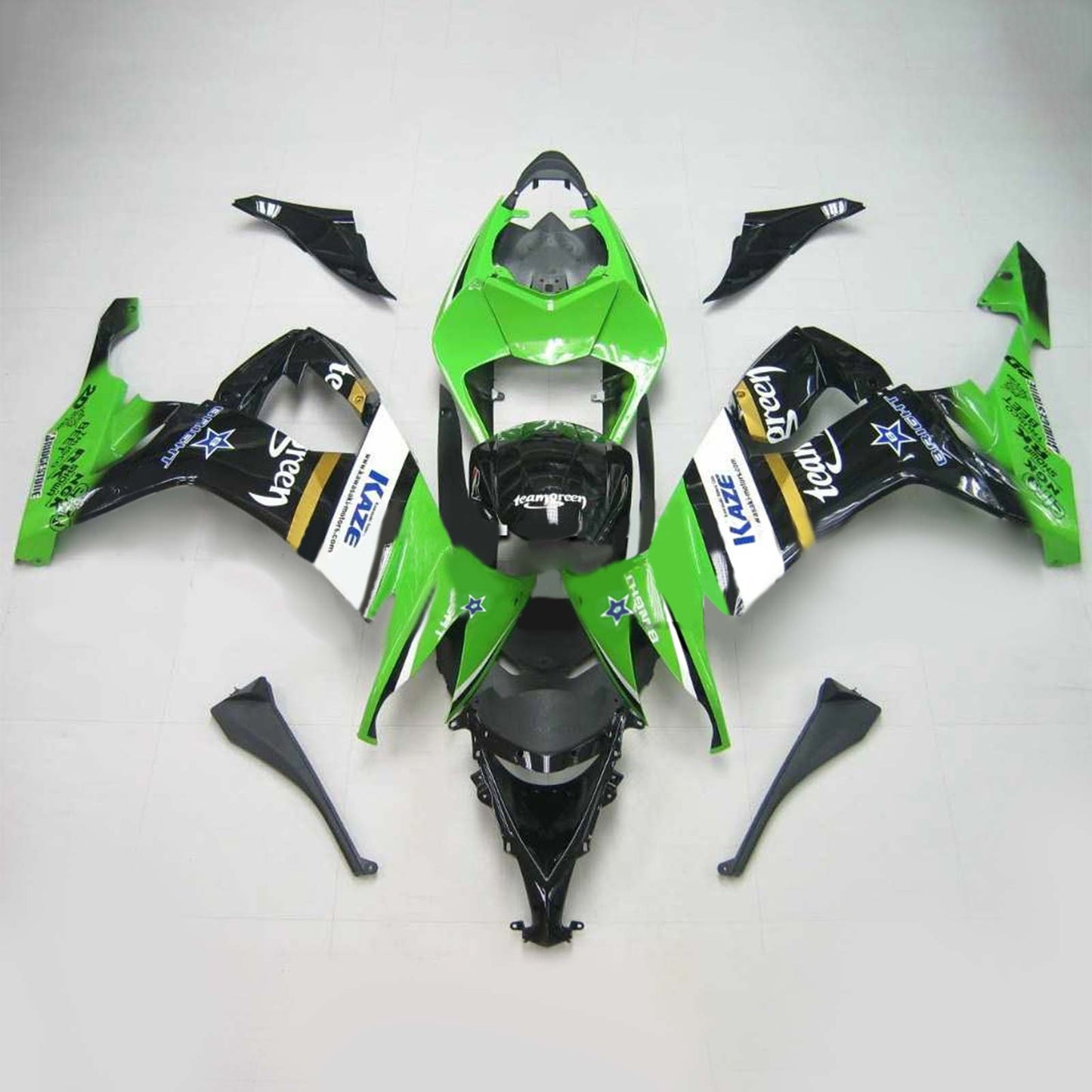 Amotopart Kawasaki ZX10R 2008-2010 Kit di paura nero verde