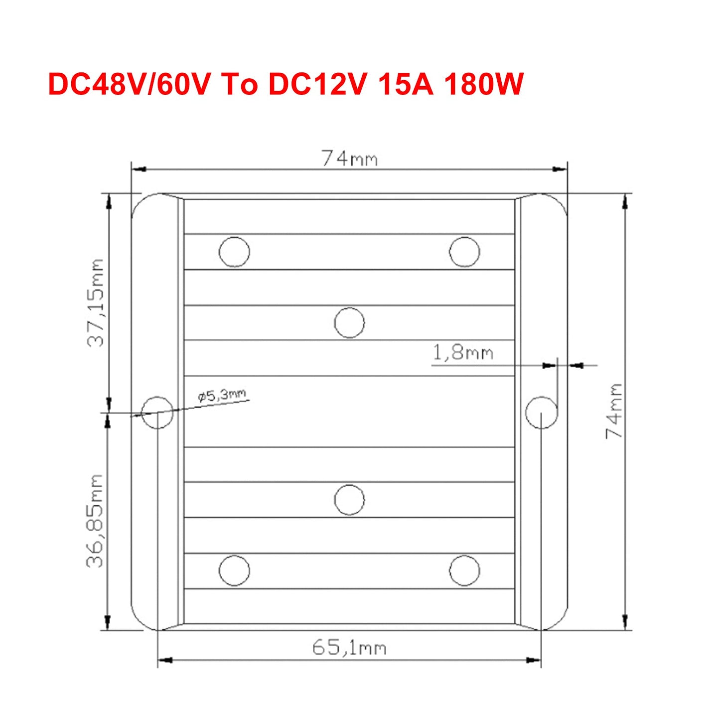 Regolatore convertitore di potenza DC/DC step down impermeabile da 48 V/60 V a 12 V 15 A 180 W