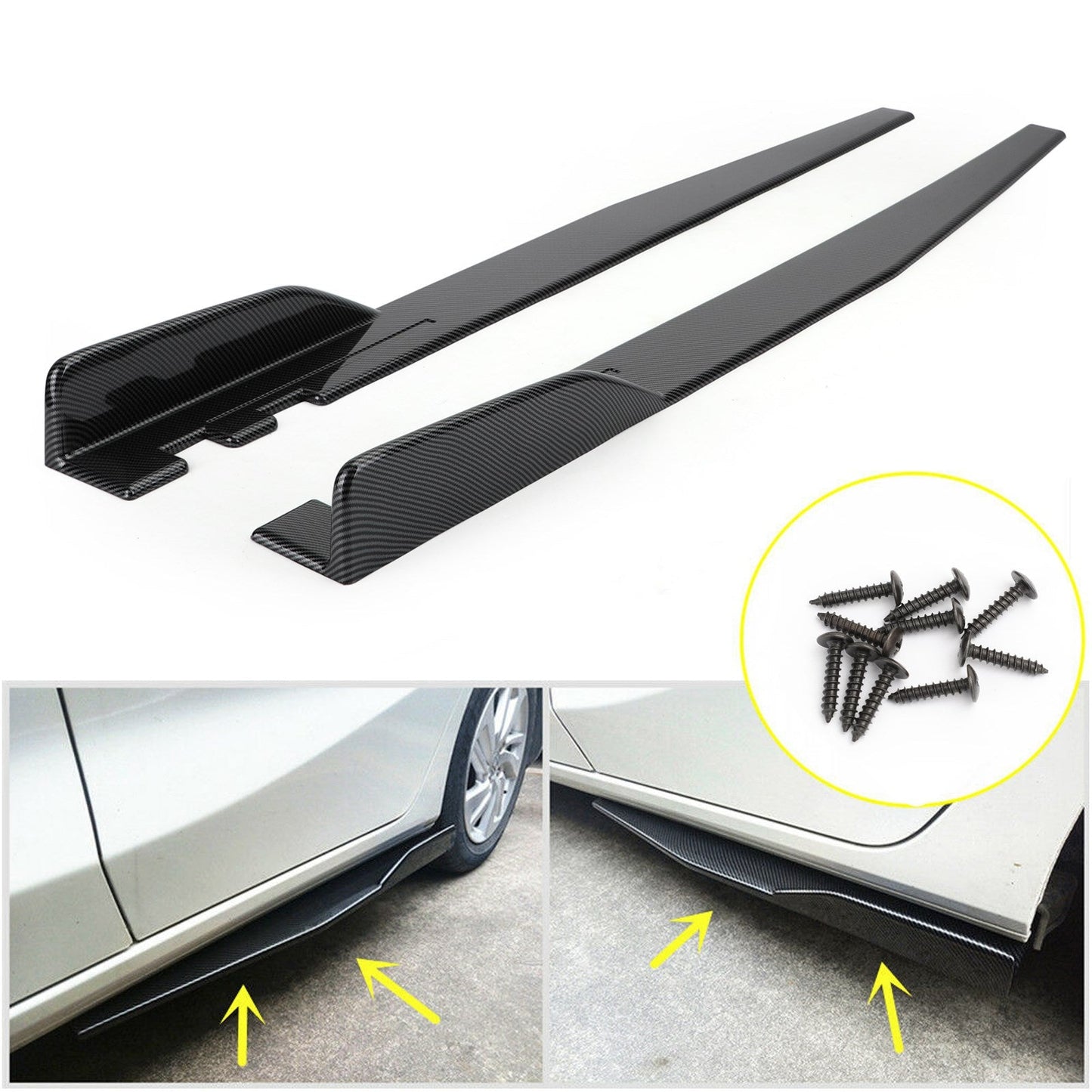 Coppia 120cm Auto Minigonne Laterali in Fibra di Carbonio Rocker Splitter Diffusore Winglet Wings Generico
