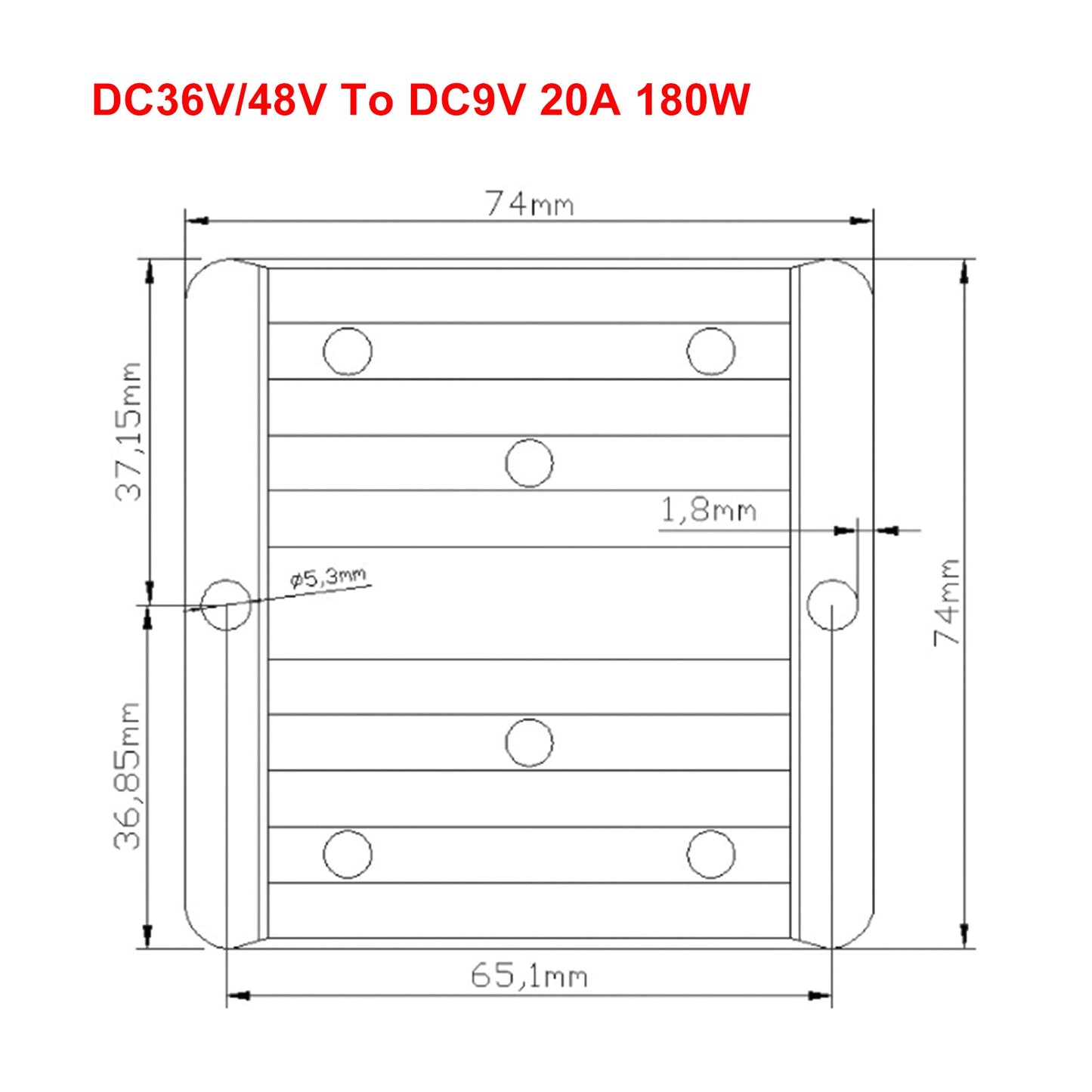 Regolatore di alimentazione del convertitore DC/DC impermeabile da 20 A. 36 V/48 V Step Down a 9 V