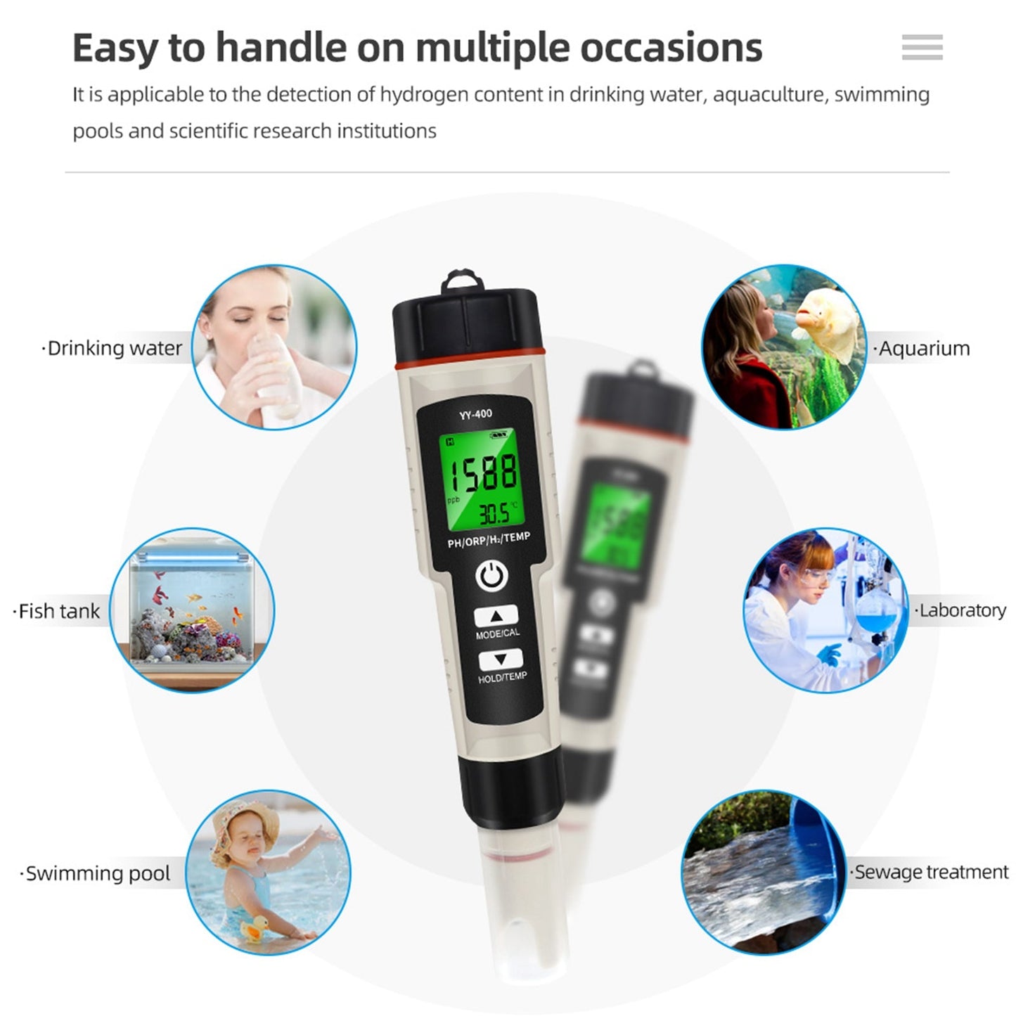 Penna per test portatile 4 in 1 ricca di idrogeno Tester per misuratore di qualità dell'acqua PH/ORP/TEMP