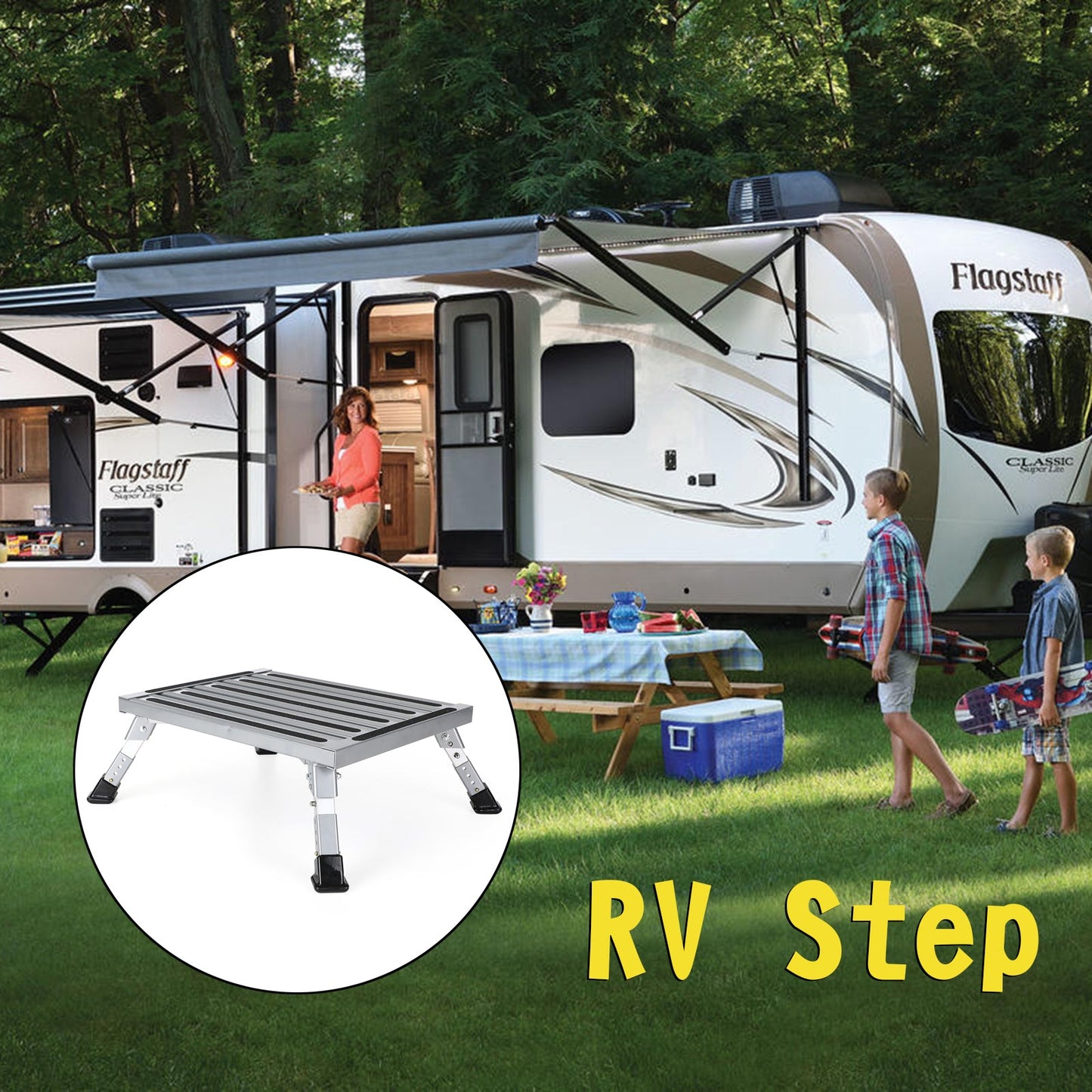 Piattaforma pieghevole in alluminio RV Step Stool Trailer Camper Scala da lavoro portatile