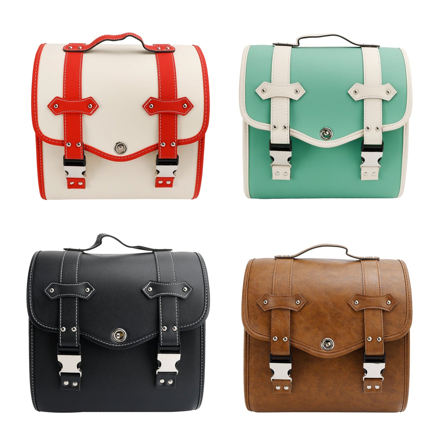 Borsa porta attrezzi laterale per borsa laterale Pu universale a sgancio rapido per moto Marrone