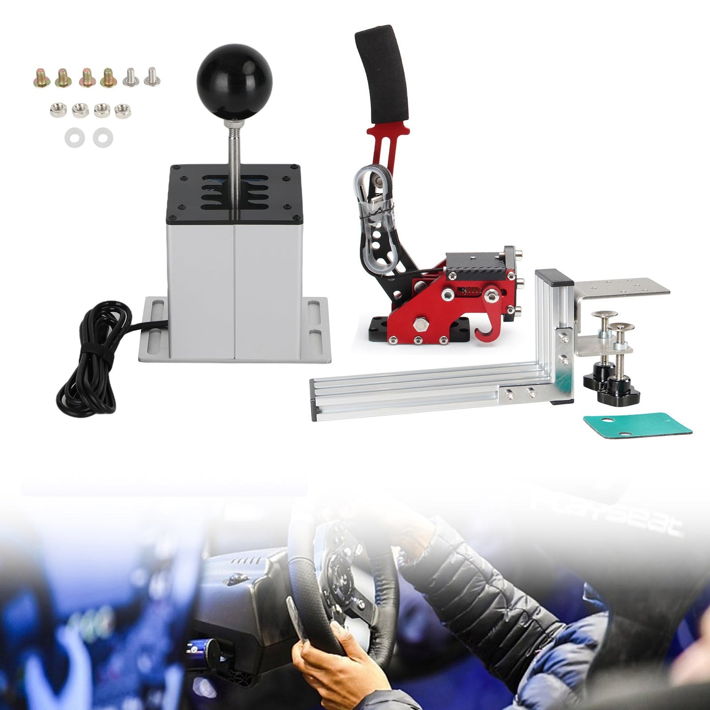 Freno a mano USB con clip a L e leva del cambio ad H per Thrustmaster T300RS/GT Racing Game