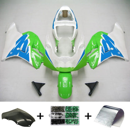 Amotopart Kawasaki ZXR400 1992-1996 Kit di spostamento bianco blu verde