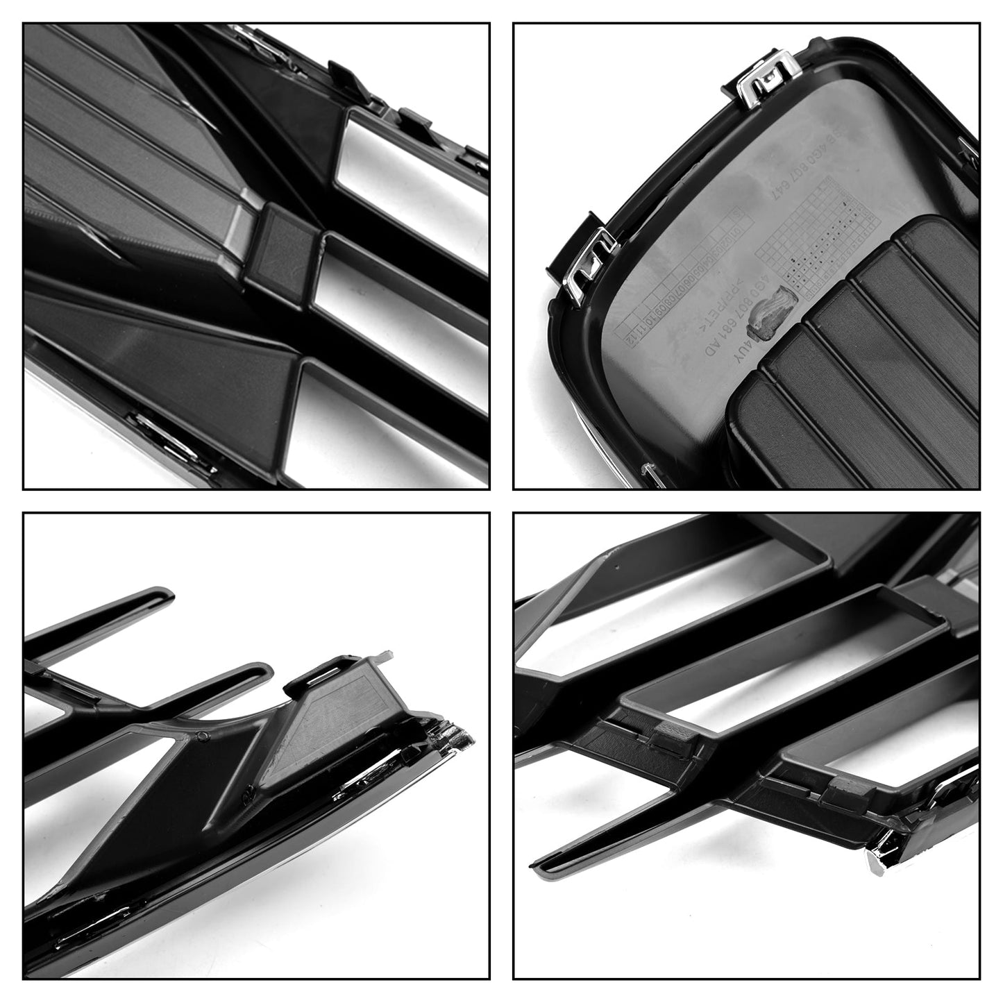 Audi A6 C7 2014-2018 2 pezzi griglia di copertura fendinebbia paraurti anteriore nera cromata
