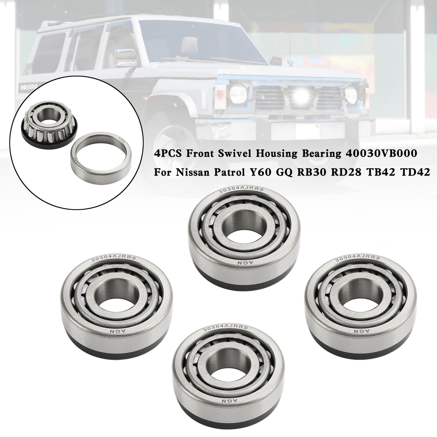 4PCS Alloggiamento Girevole Anteriore Cuscinetto 40030VB000 Per Nissan Patrol Y60 GQ RB30 RD28