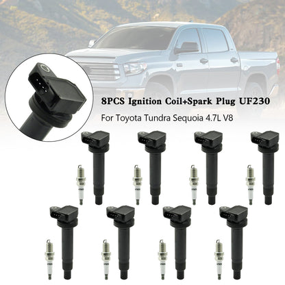 Lexus LX470 1998-2007 Toyota Land Cruiser 4.7L 8PCS Bobina di accensione + Candela UF230 90080-91180 90919-02249